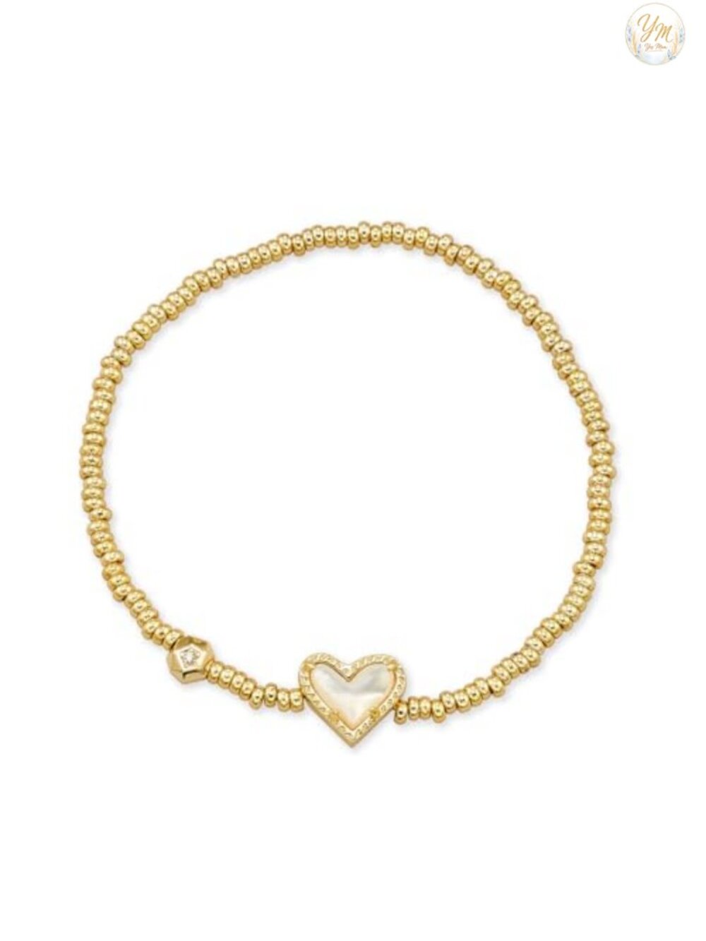 Kendra Scott Ari Heart Stretch Bracelet Gold Plated Ivory Mother of Pearl